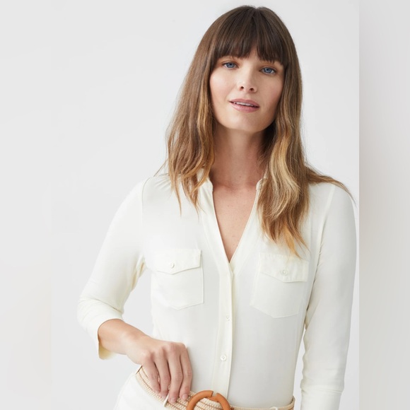 J.Mclaughlin Women’s Cream Brynn Lyford Jersey Shirt XS - Picture 3 of 10